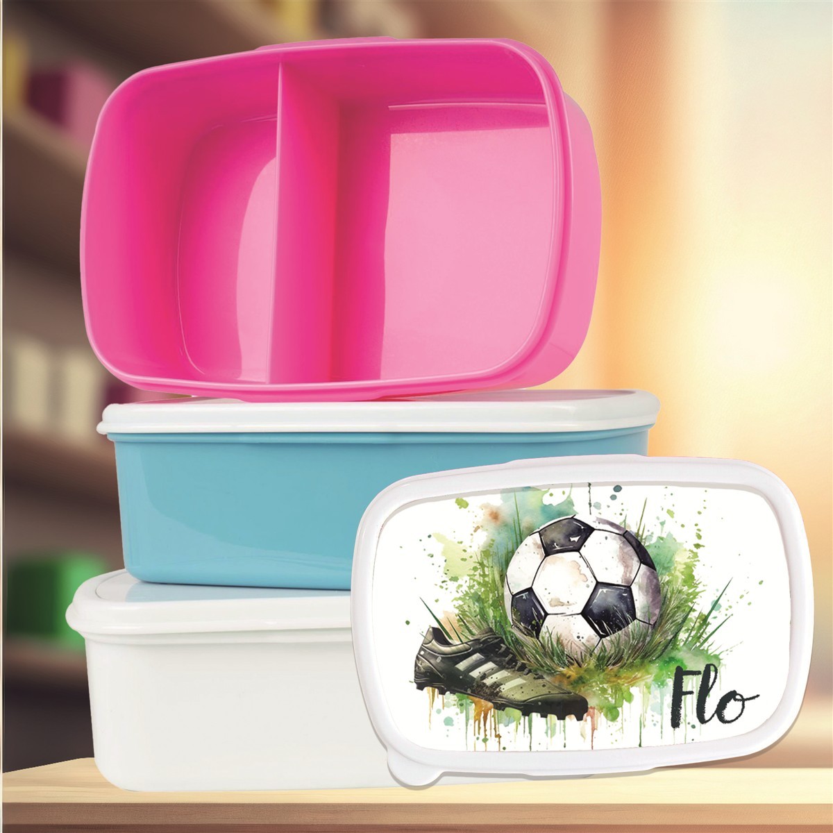Brotdose mit Namen Fußball #04 – Personalisierte Lunchbox für Schule & Kindergarten versch. Farben Brotdose mit Namen Fußball #04 – Personalisierte Lunchbox für Schule & Kindergarten Weiß