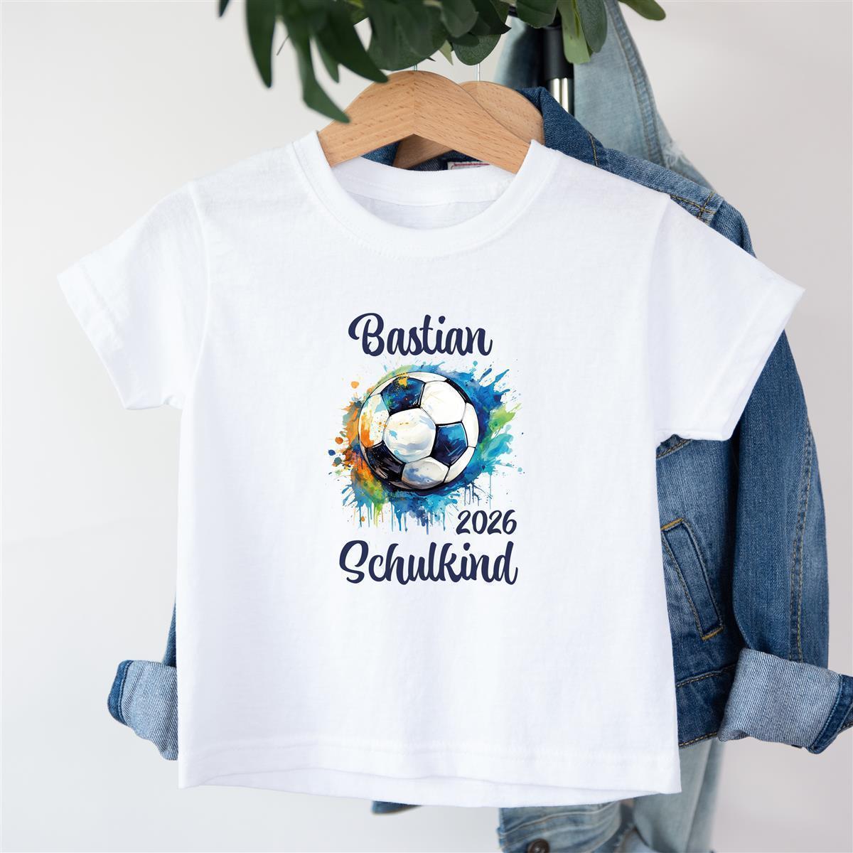 T-Shirt Schulkind-Fußball 1 Personalisiert mit Namen