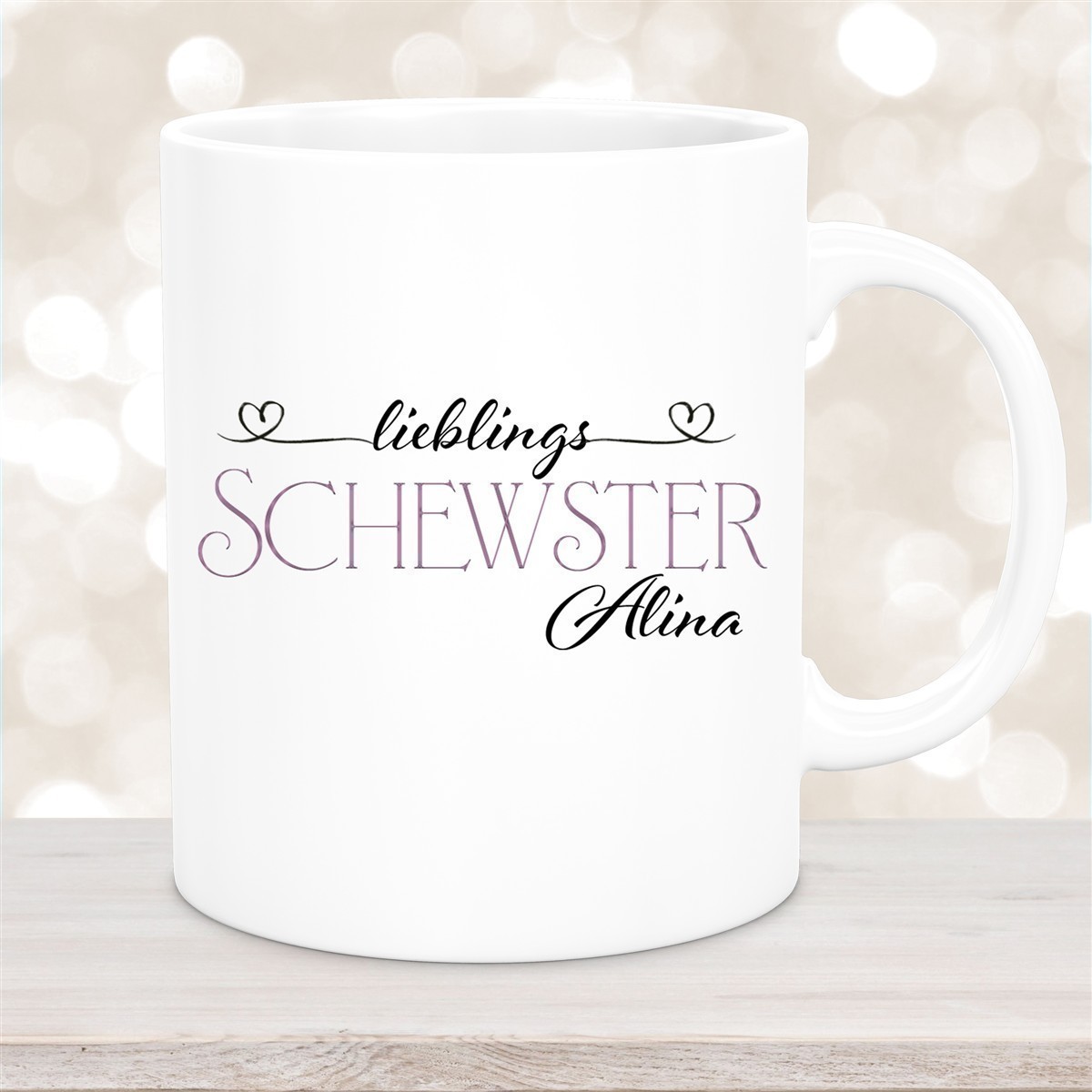 Tasse Wunschname Lieblings-Schwester #1 personalisiert Keramik Becher Weiß Tasse Wunschname Lieblings-Schwester #1 personalisiert Keramik Becher versch. Farben