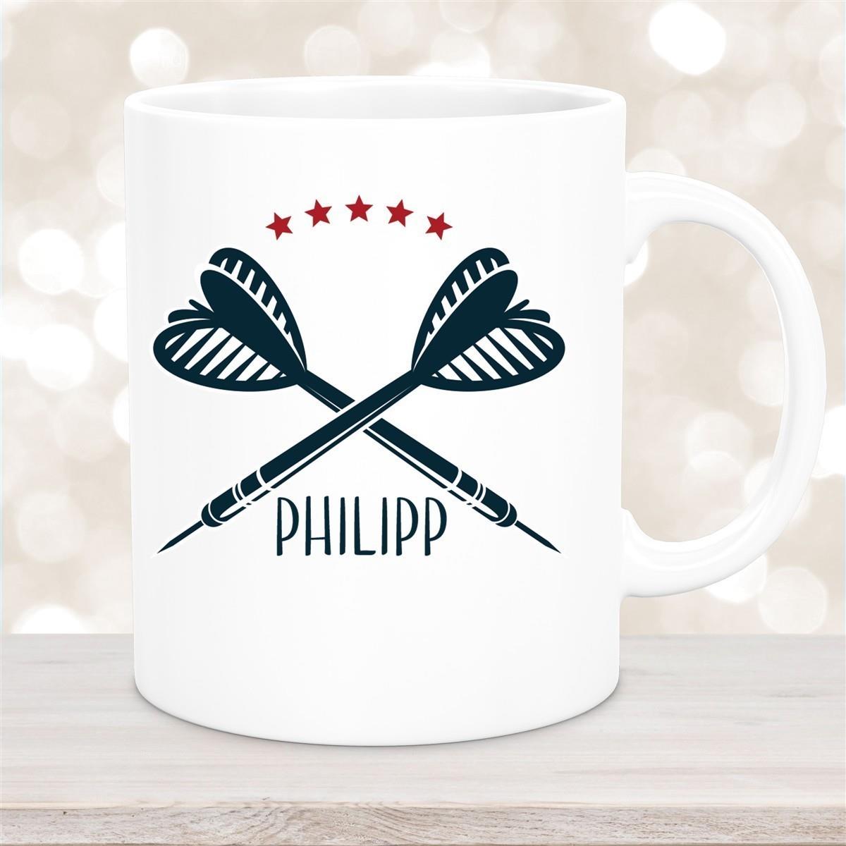 Tasse Dart 3 Wunschname Keramik Kinderbecher personalisiert versch. Farben