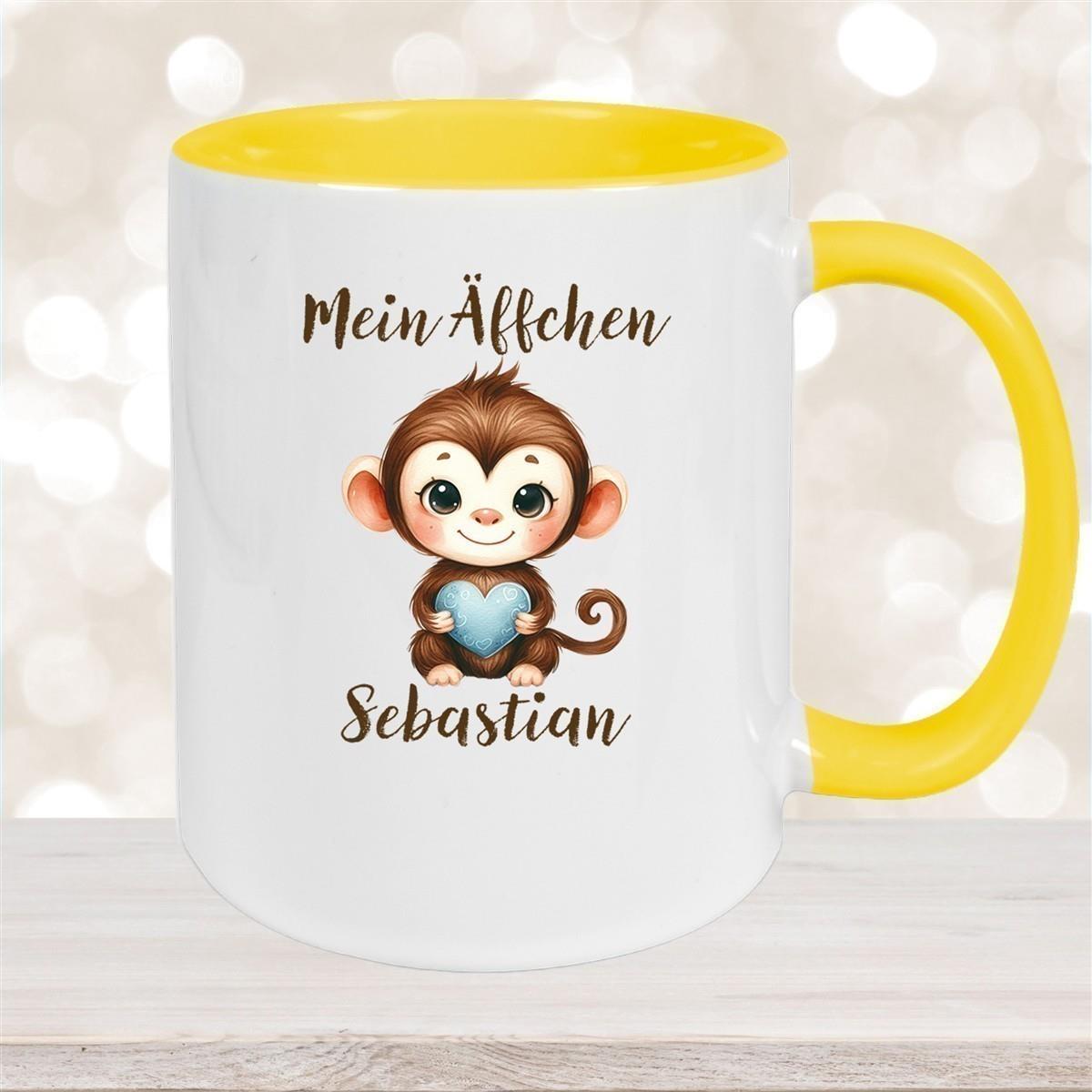 Tasse Liebe - Äffchen Valentinstag Wunschnamen Keramik personalisiert versch. Farben