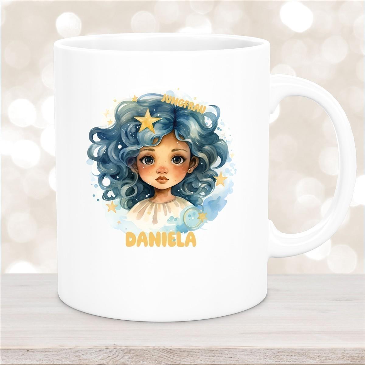 Tasse Sternzeichen Kinder Jungfrau 1 Wunschname Keramik Kinderbecher personalisiert versch. Farben