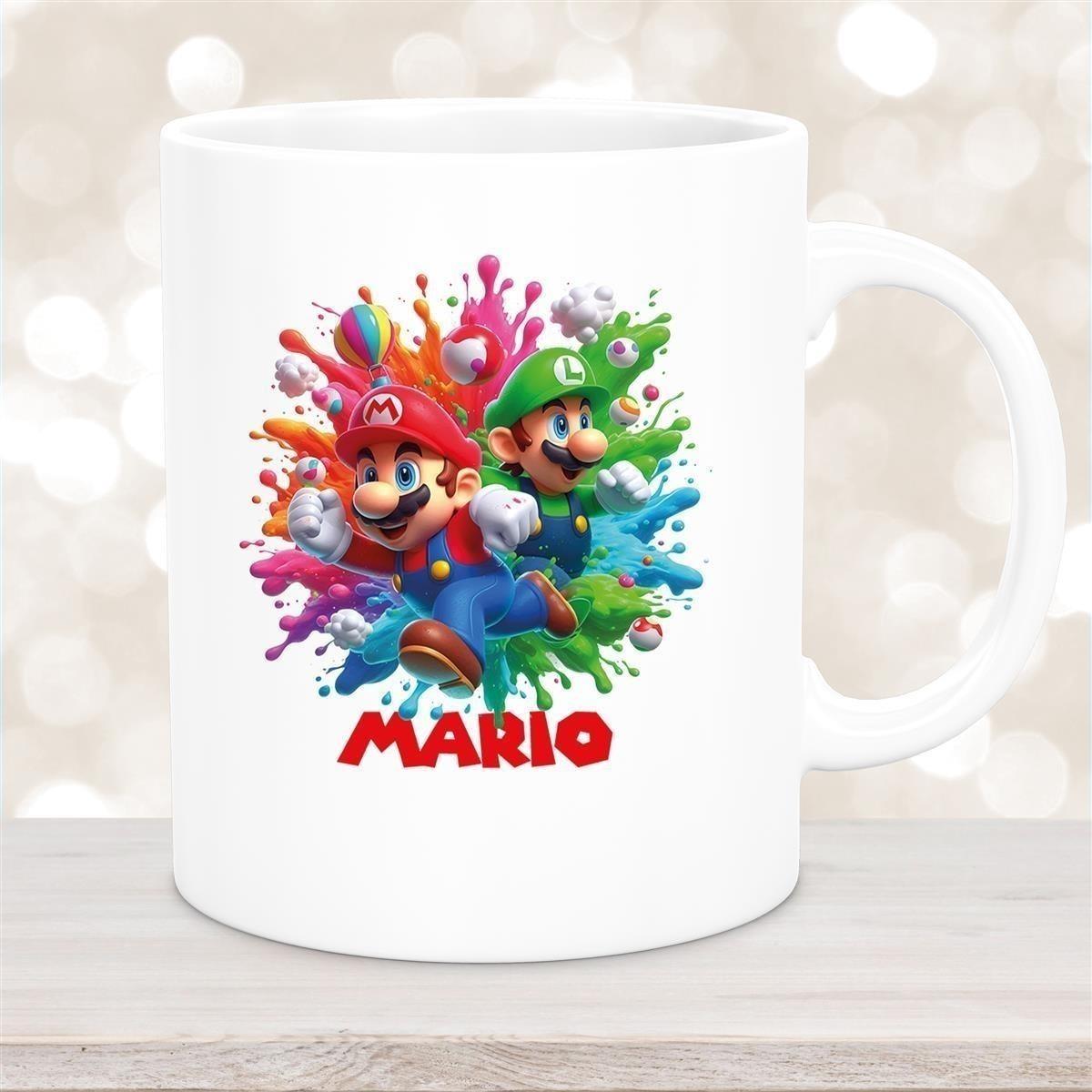 Tasse Wunschname Super-Mario 1 Keramik Kinderbecher personalisiert versch. Farben