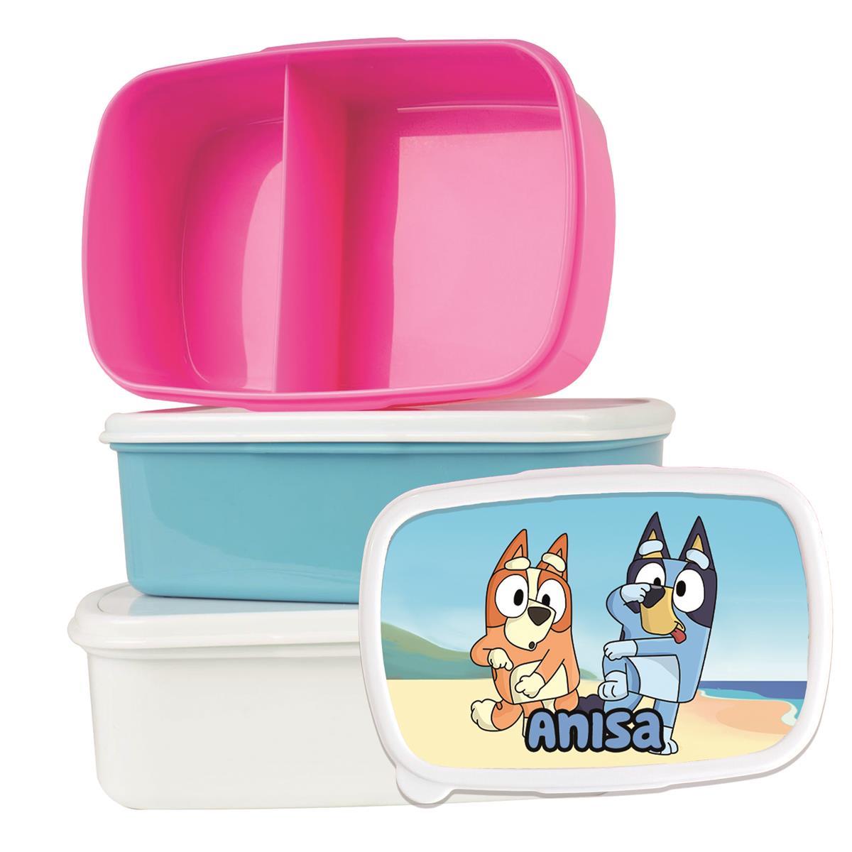Brotdose mit Namen Bluey 03 – Personalisierte Lunchbox für Schule & Kindergarten versch. Farben