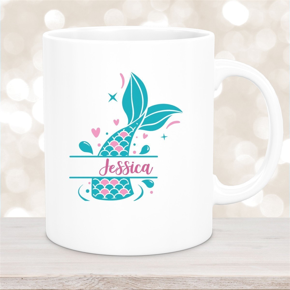 Tasse Meerjungfrau-Flosse #1 Wunschname Keramik Kinderbecher personalisiert versch. Farben