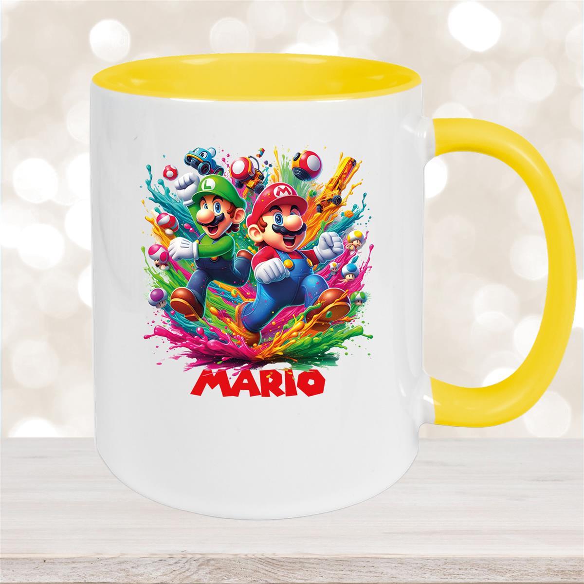Tasse Wunschname Super-Mario #6 Keramik Kinderbecher personalisiert versch. Farben