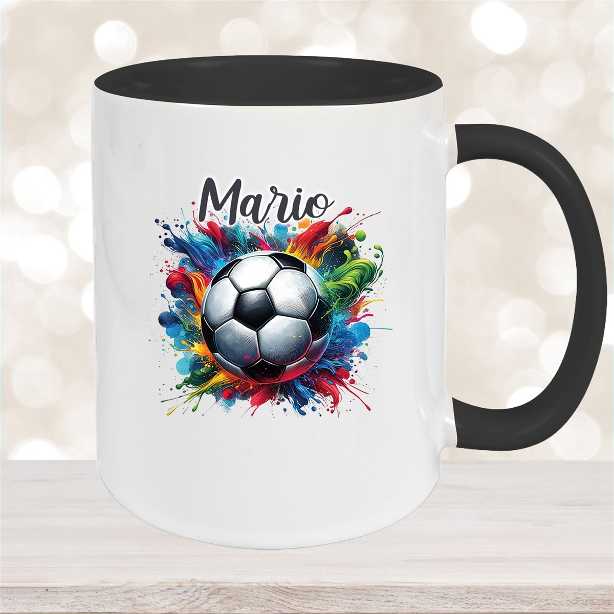 Tasse Wunschname Fußball #12 Personalisiert Keramik Kinderbecher versch. Farben