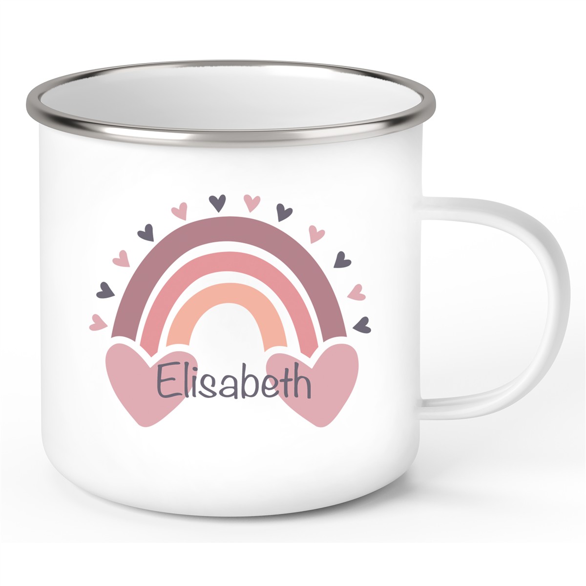 Tasse Wunschname Regenbogen #2 Emaille Kinderbecher