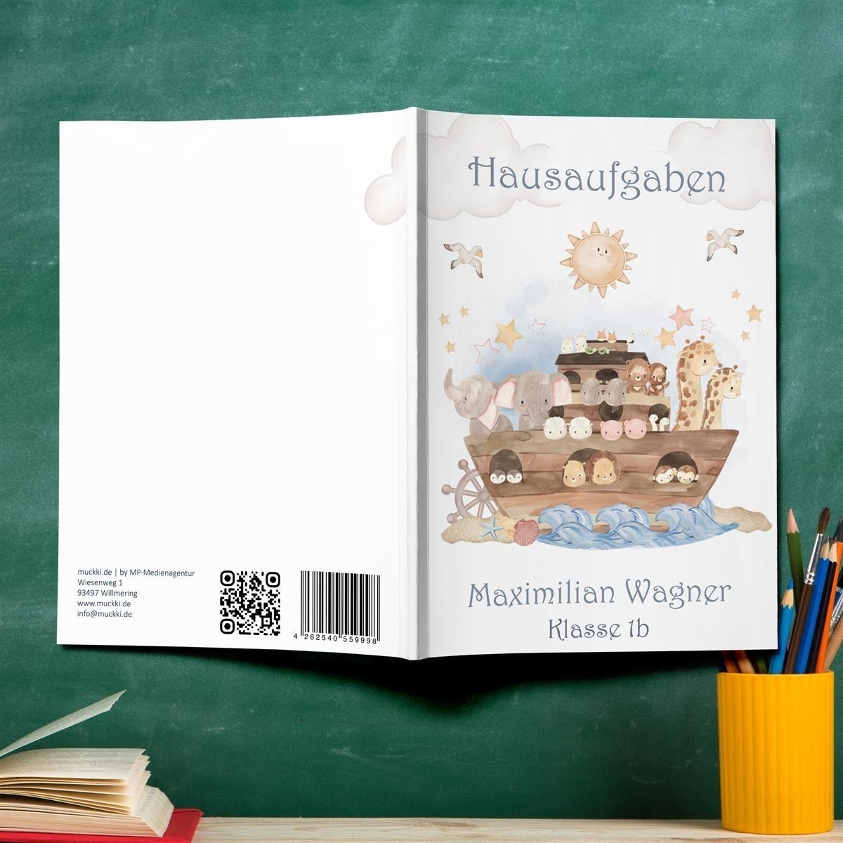 Hausaufgabenheft Arche #1 DIN A5 - 48 Blatt mit Name und Klasse