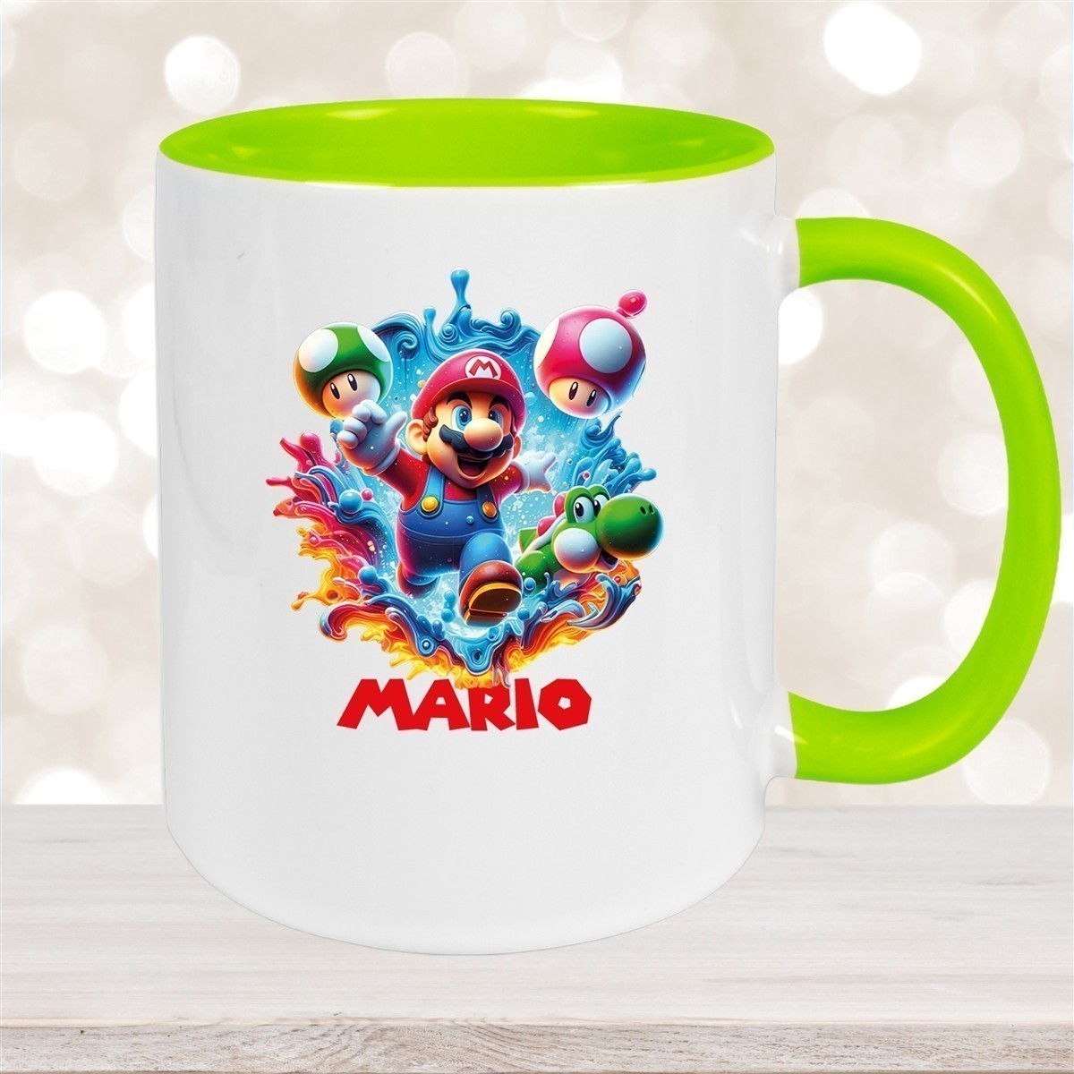Tasse Wunschname Super-Mario #8 Keramik Kinderbecher personalisiert versch. Farben