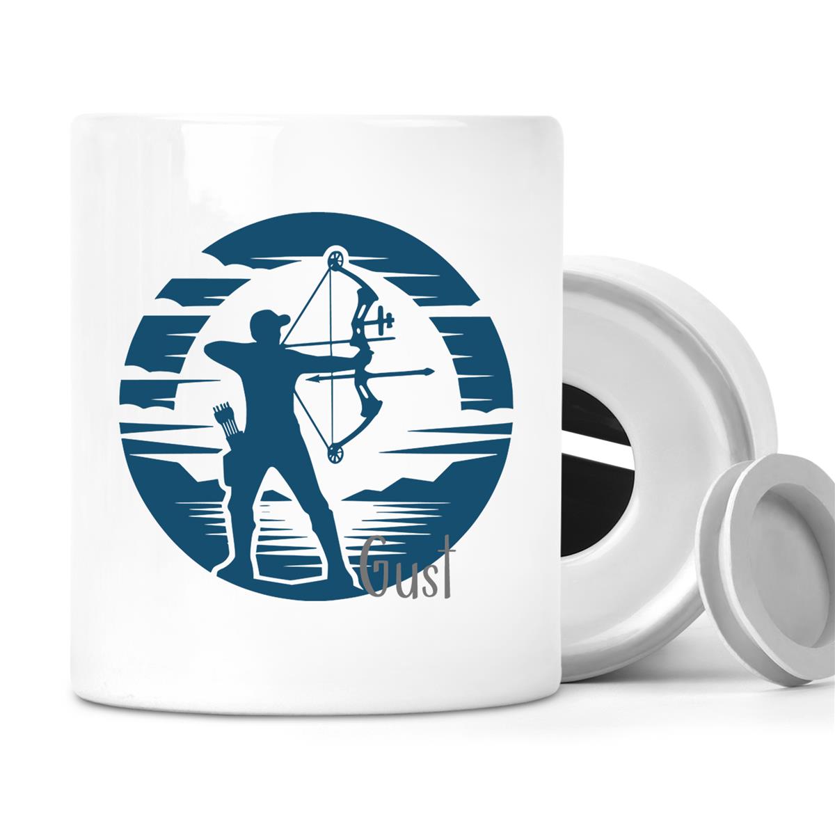 Spardose mit Wunschname Bogenschütze 3 personalisiert