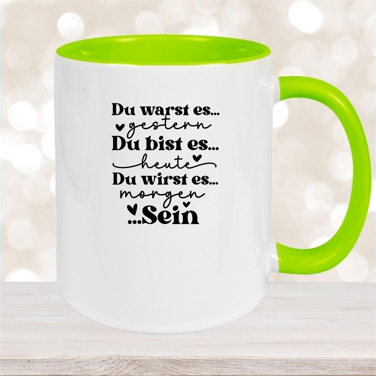 Tasse Spruch "Du bist es" Valentinstag 12 Keramik versch. Farben