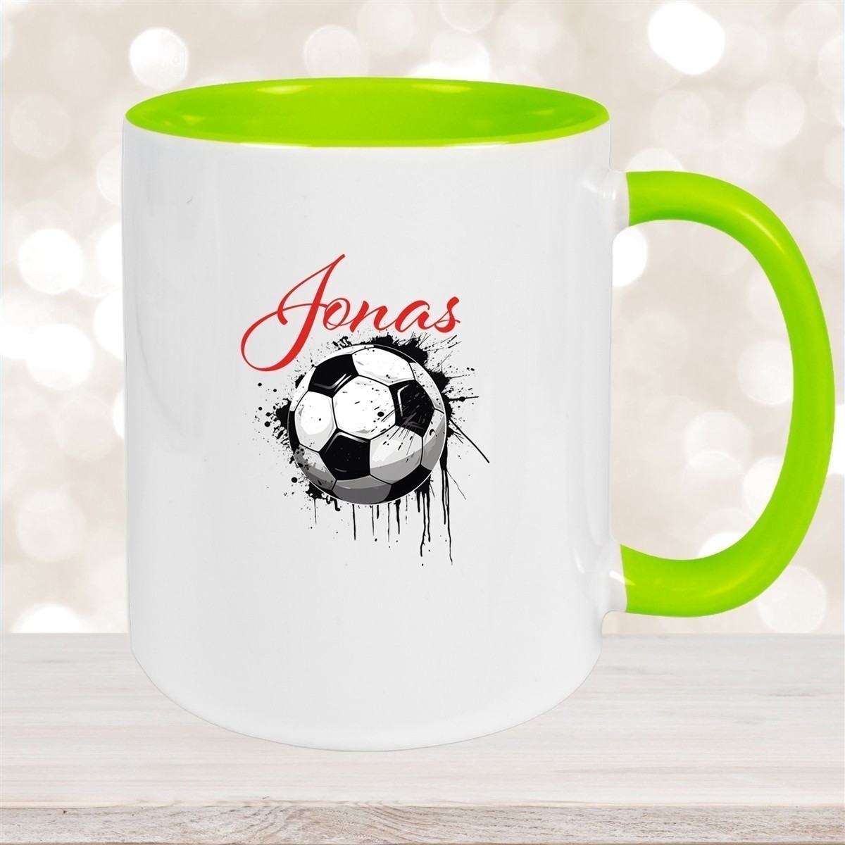 Tasse Wunschname Fußball #19 Personalisiert Keramik Kinderbecher versch. Farben