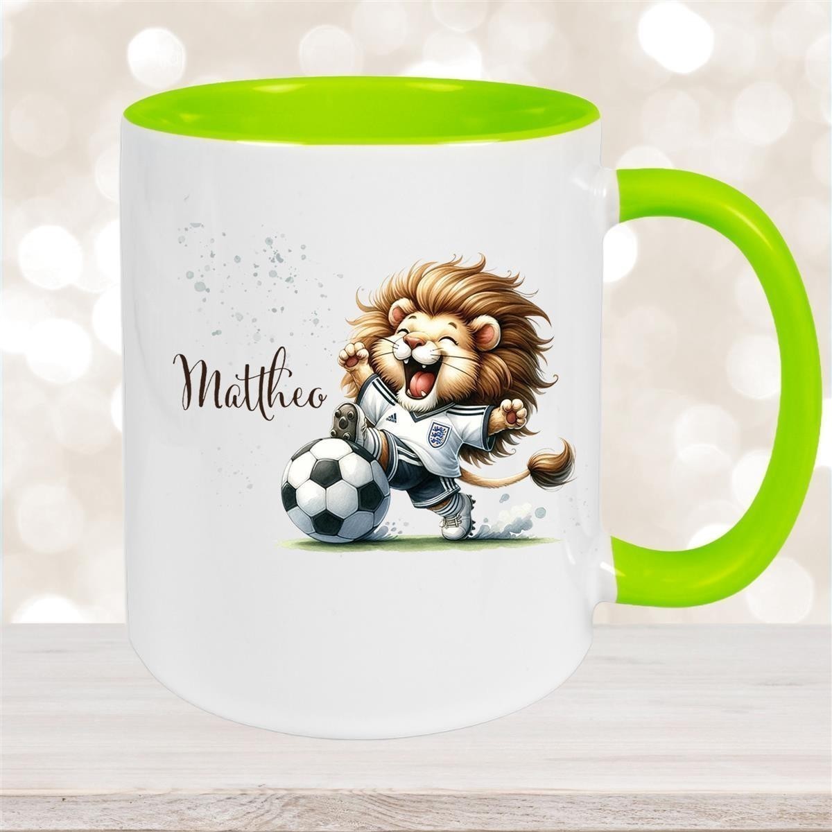 Tasse Fußball #9 Wunschname Keramik Kinderbecher personalisiert versch. Farben