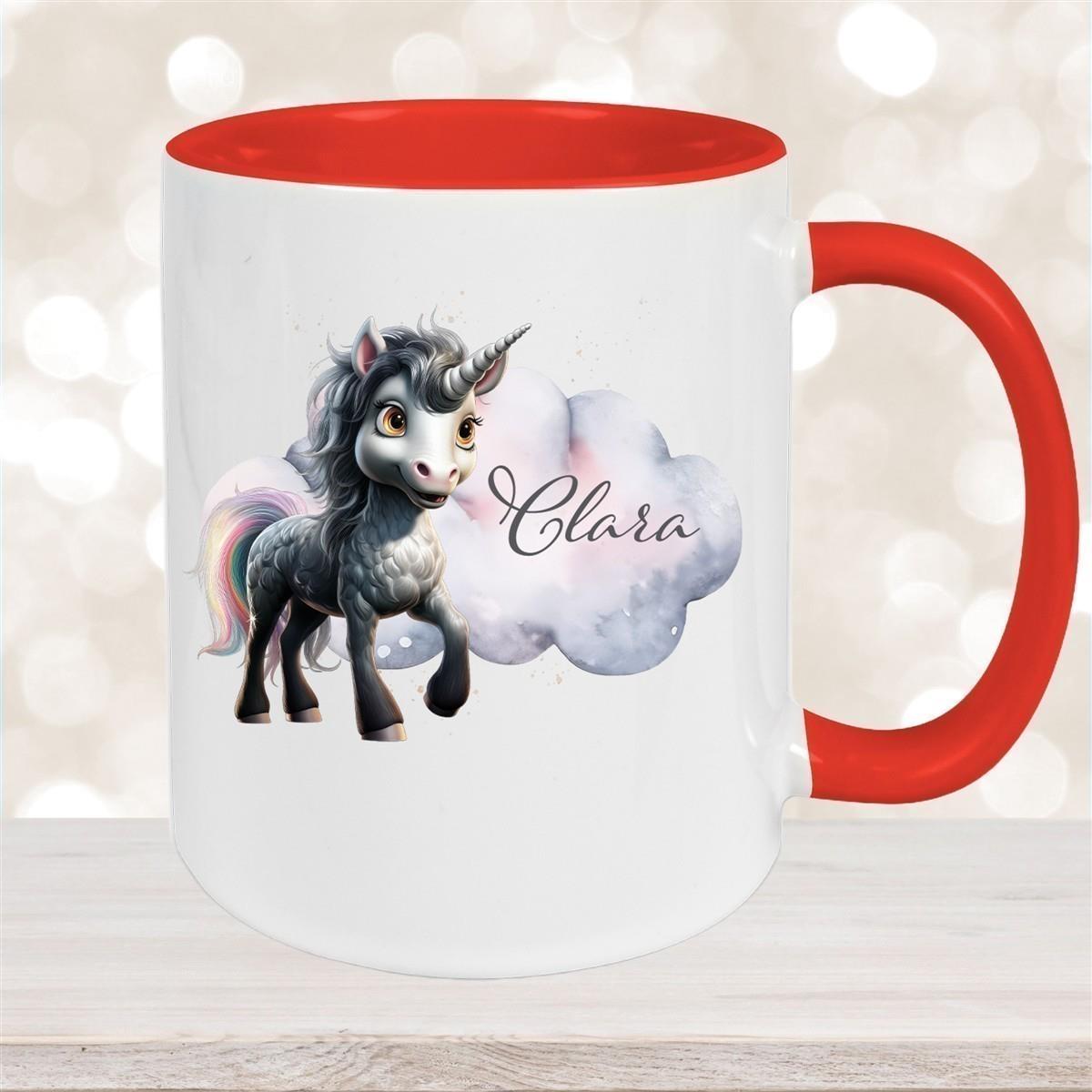 Tasse Einhorn 7 Wunschname Keramik Kinderbecher personalisiert versch. Farben