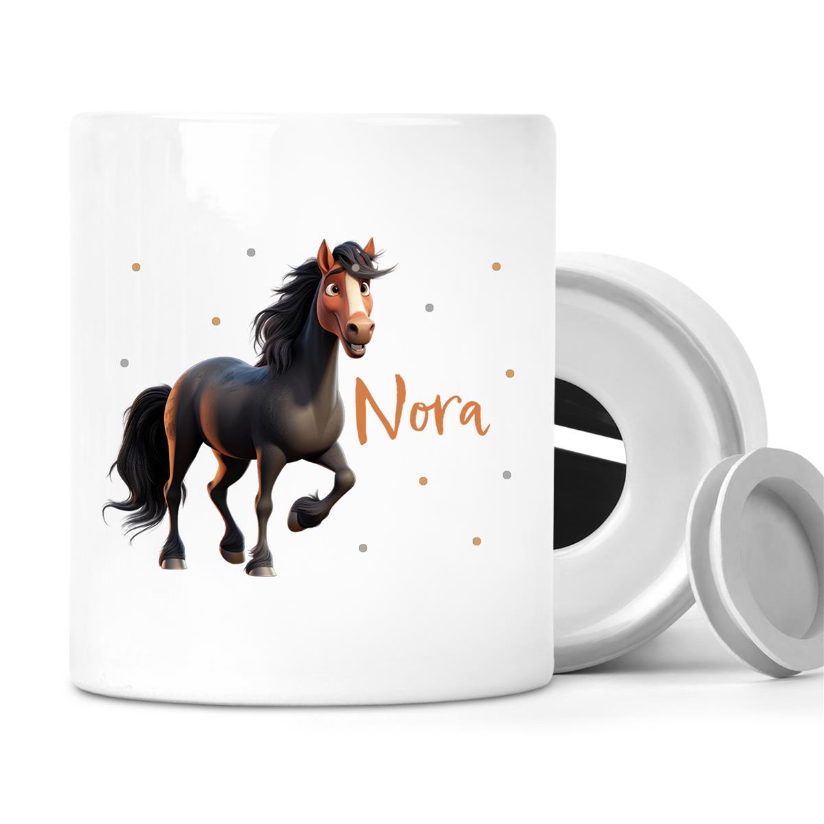 Spardose mit Wunschname Pferd 2 personalisiert