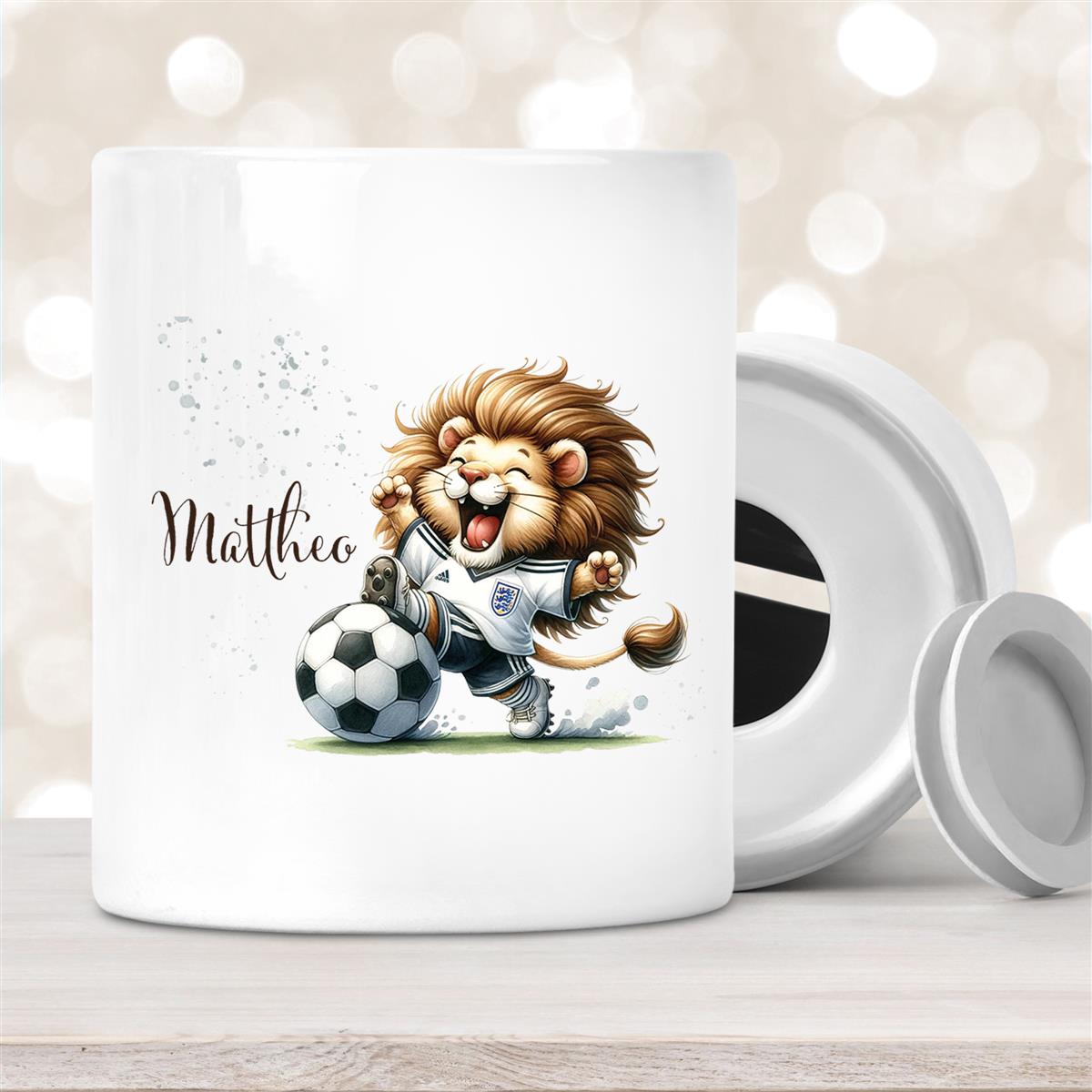 Spardose mit Wunschname Fußball #9 personalisiert
