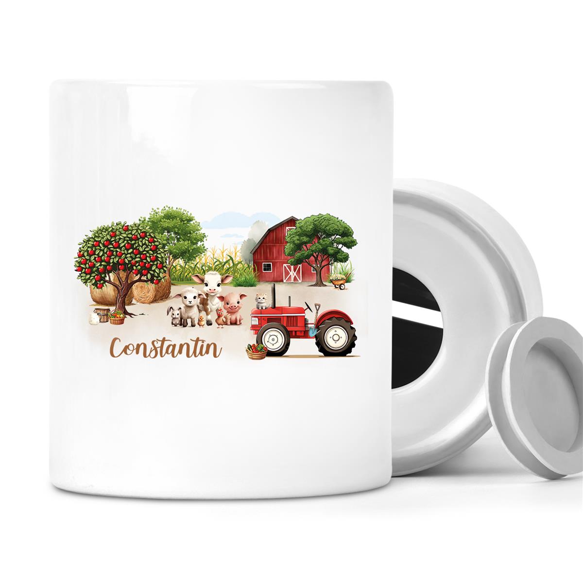 Spardose mit Wunschname Bauernhof 1 personalisiert