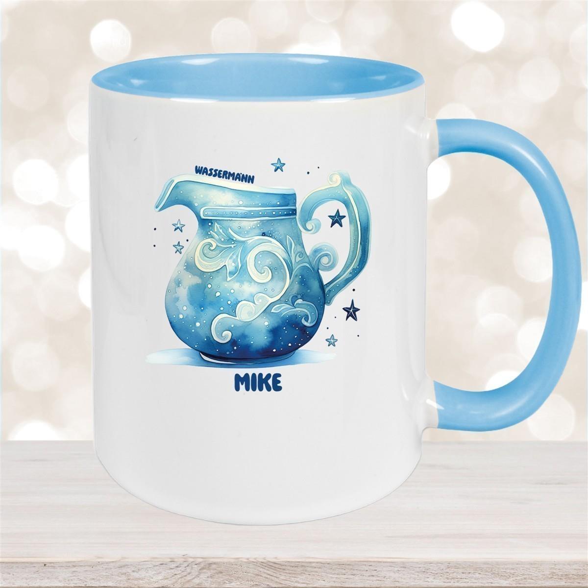 Tasse Sternzeichen Kinder Wassermann 1 Wunschname Keramik Kinderbecher personalisiert versch. Farben
