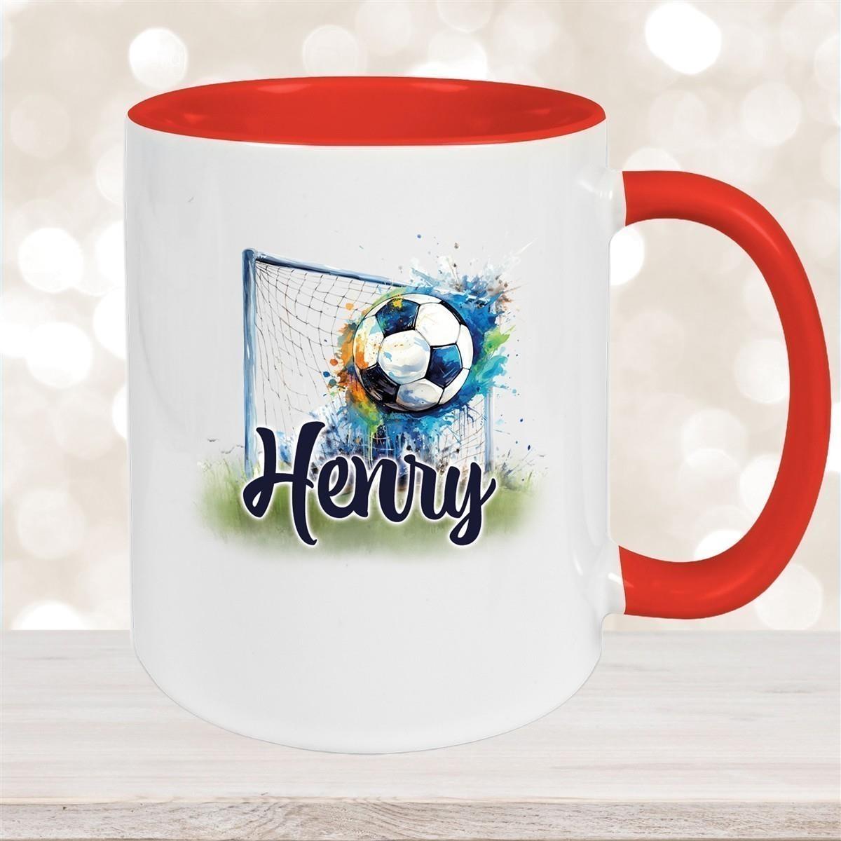 Tasse Wunschname Fußball 13 Personalisiert Keramik Kinderbecher versch. Farben