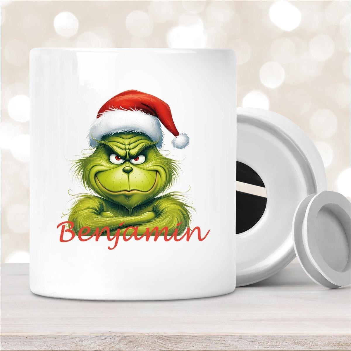 Spardose mit Wunschname Weihnachten Grinch #2 personalisiert Spardose mit Wunschname Weihnachten Grinch #2 personalisiert