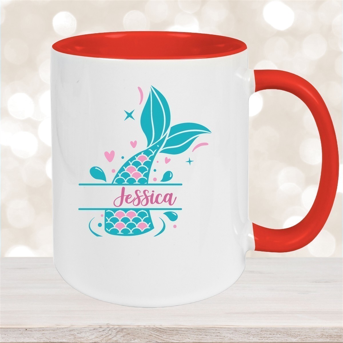 Tasse Meerjungfrau-Flosse #1 Wunschname Keramik Kinderbecher personalisiert versch. Farben