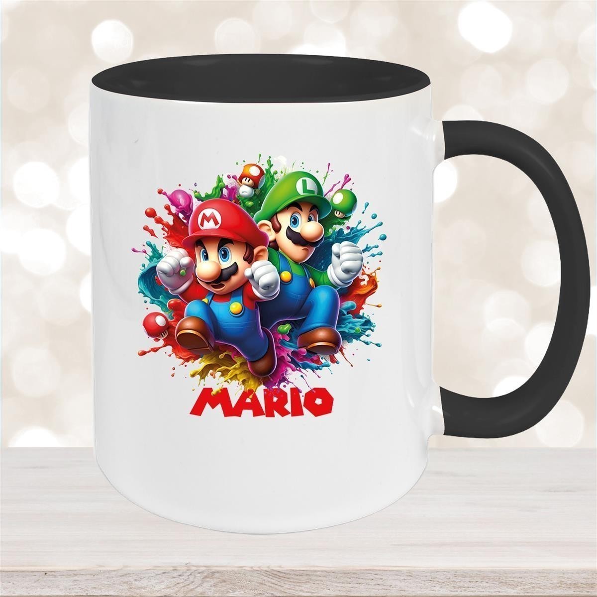 Tasse Wunschname Super-Mario #3 Keramik Kinderbecher personalisiert versch. Farben
