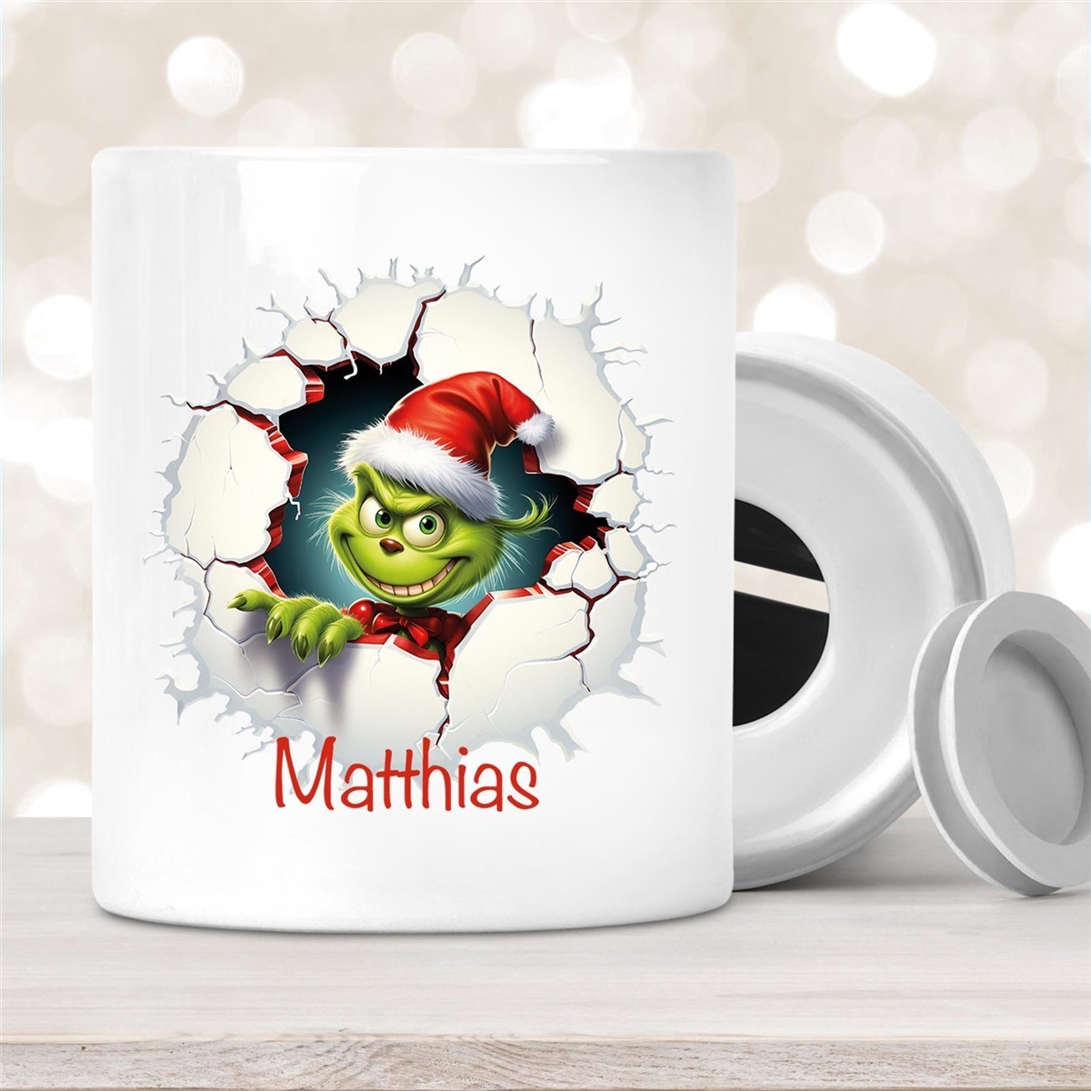 Spardose mit Wunschname Weihnachten Grinch #8 personalisiert
