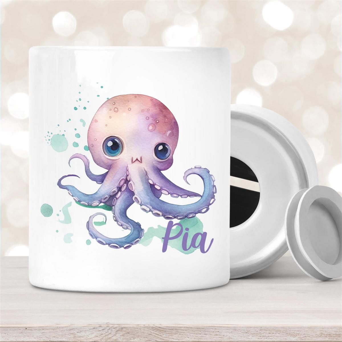 Spardose mit Wunschname Meerestiere Oktupus #1 personalisiert
