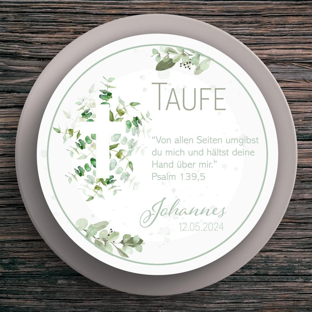 Tortenaufleger Taufe Kreuz #1 Name & Datum (20cm)