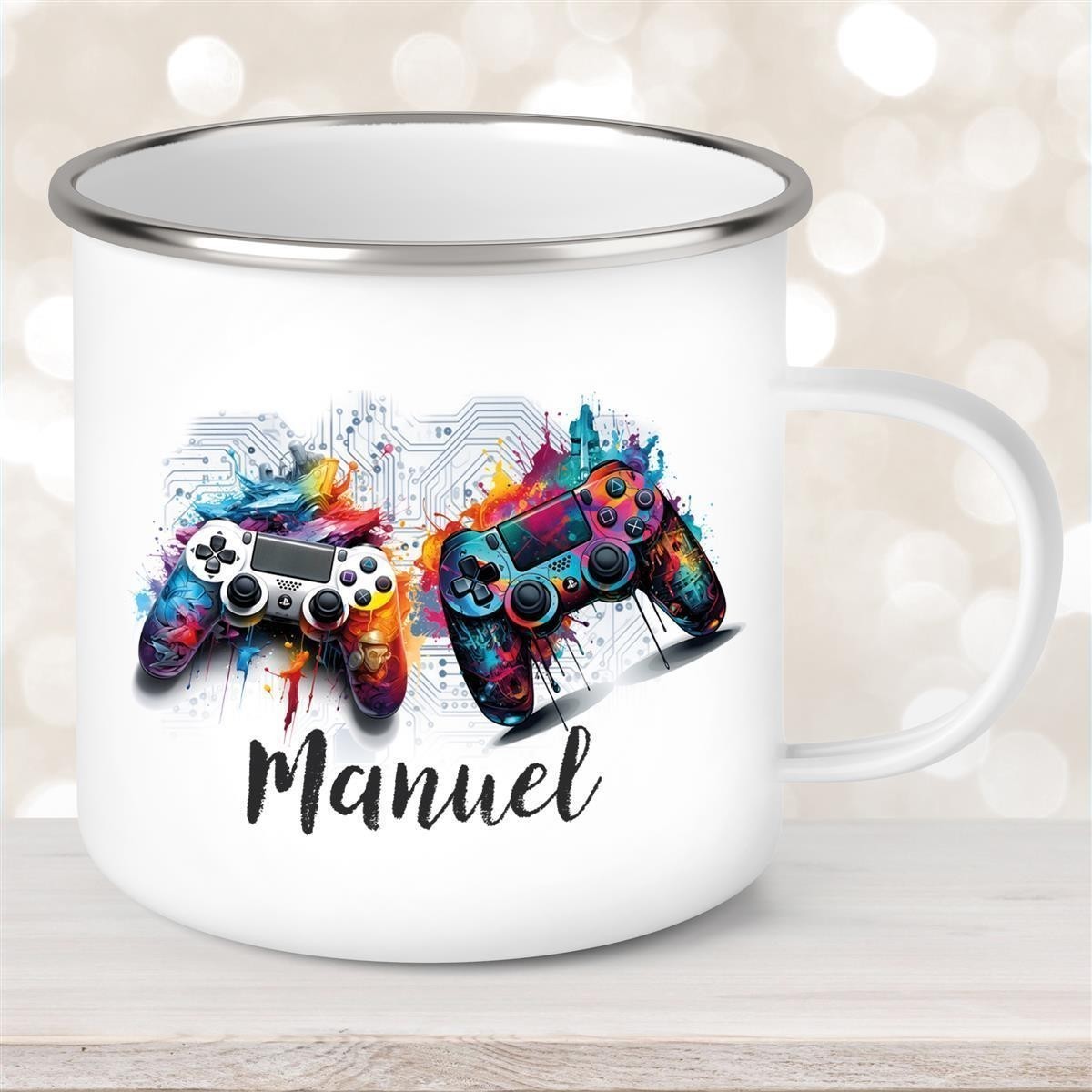 Tasse Gamer #1 Wunschname Emaille Kinderbecher personalisiert Tasse Gamer #1 Wunschname Emaille Kinderbecher personalisiert