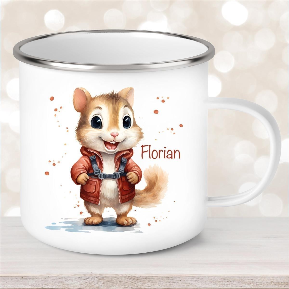 Tasse Wunschname Chipmunk #1 Emaille Kinderbecher personalisiert