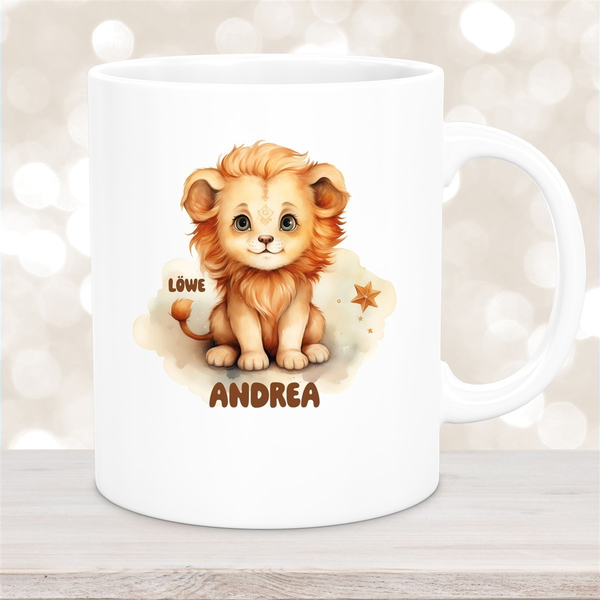 Tasse Sternzeichen Kinder Löwe #1 Wunschname Keramik Kinderbecher personalisiert versch. Farben