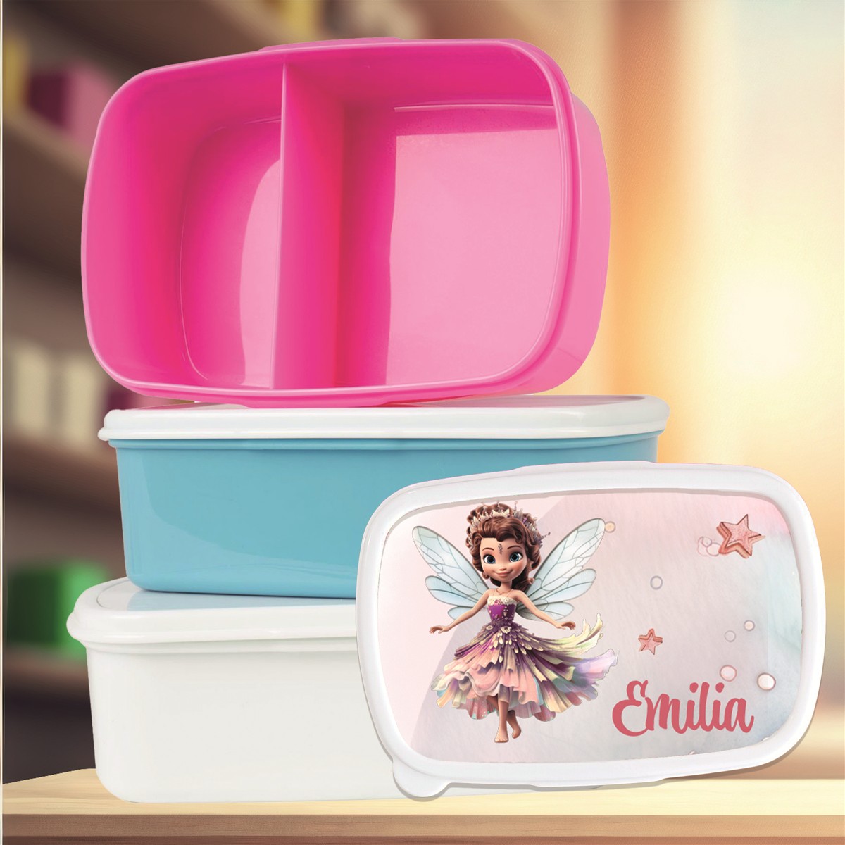 Brotdose mit Namen Fee #01 – Personalisierte Lunchbox für Schule & Kindergarten versch. Farben Brotdose mit Namen Fee #01 – Personalisierte Lunchbox für Schule & Kindergarten Weiß