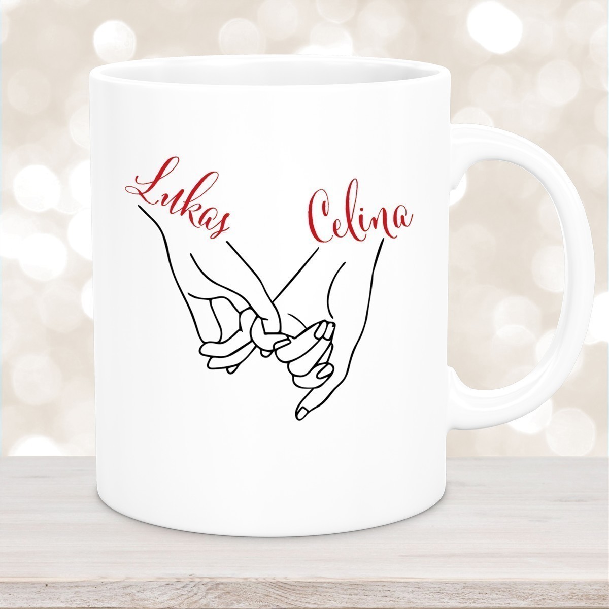 Tasse Hände Valentinstag #5 Wunschnamen Keramik personalisiert versch. Farben