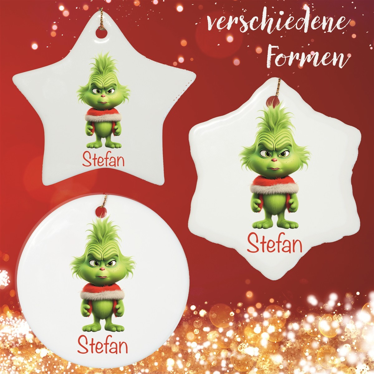 Christbaumanhänger Weihnachten Grinch #1 Ornament Christbaumschmuck versch. Formen Christbaumanhänger Weihnachten Grinch #1 Ornament Christbaumschmuck Rund