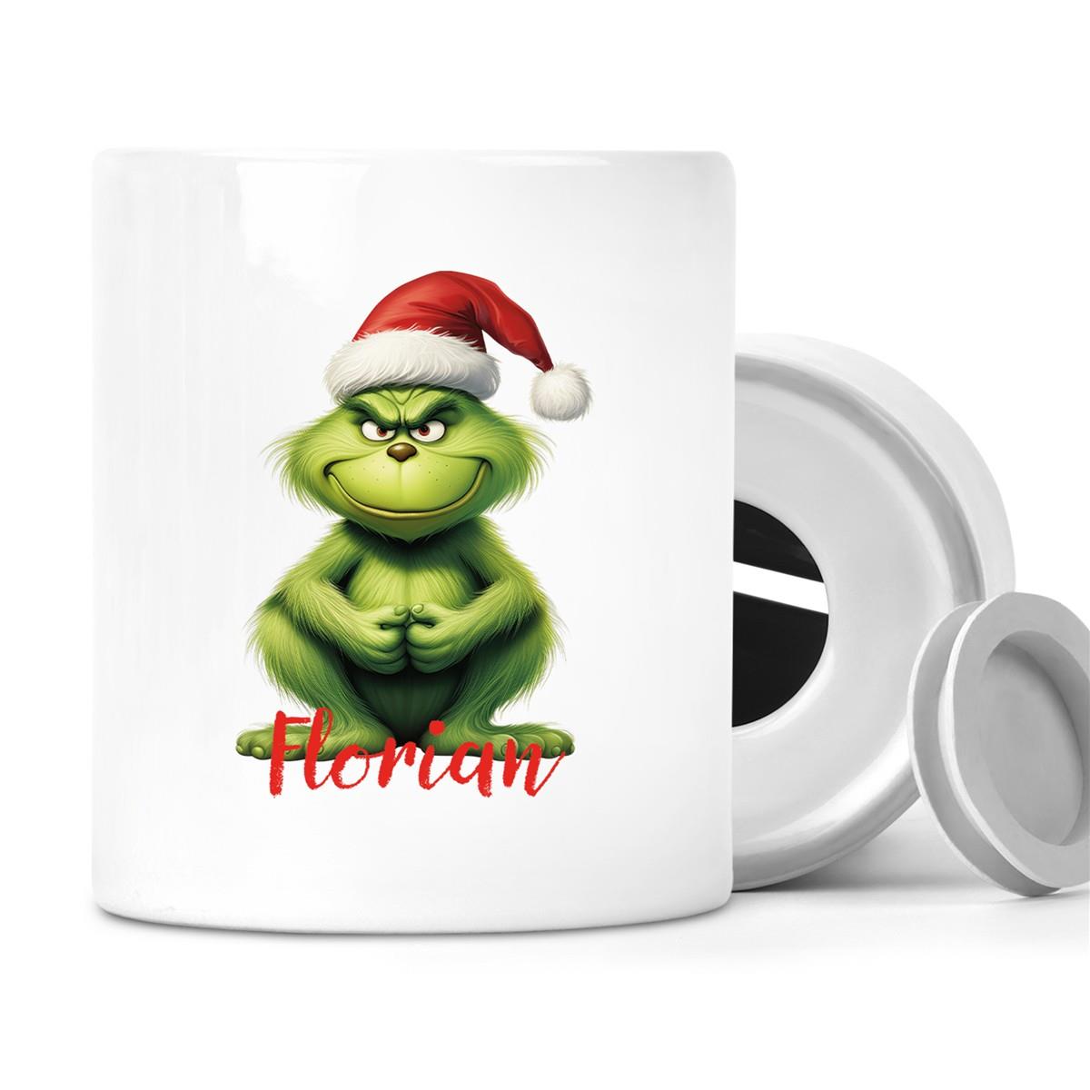 Spardose mit Wunschname Weihnachten Grinch 5 personalisiert