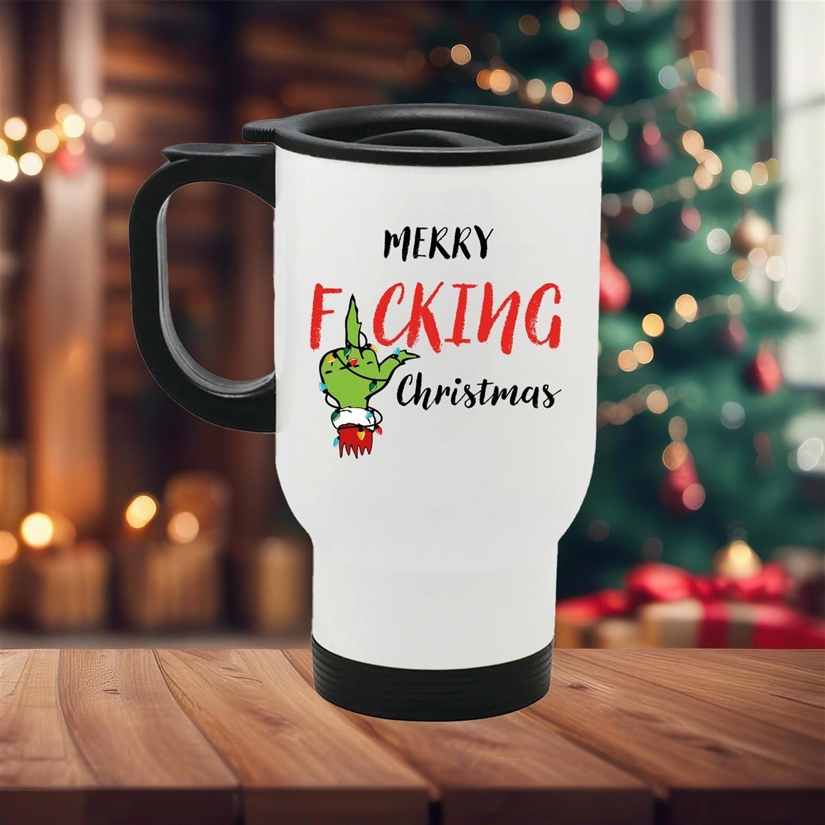 Edelstahl-Thermobecher mit Deckel Weihnachten Grinch 7# personalisiert weiß Edelstahl-Thermobecher mit Deckel Weihnachten Grinch 7# personalisiert weiß