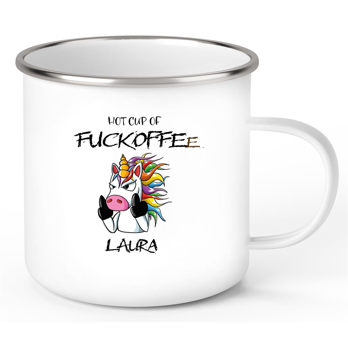 Tasse Einhorn #9 Wunschname Emaille Kinderbecher personalisiert
