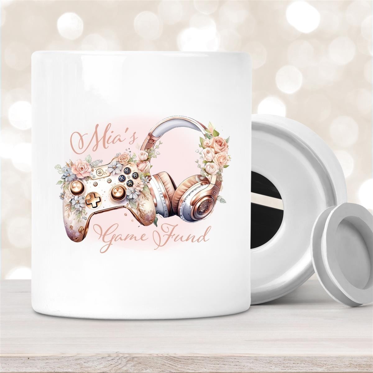 Spardose mit Wunschname Gamer #4, Controller, HeadSet, Gamer Fund, Personalisiert Spardose mit Wunschname Gamer #4, Controller, HeadSet, Gamer Fund, Personalisiert
