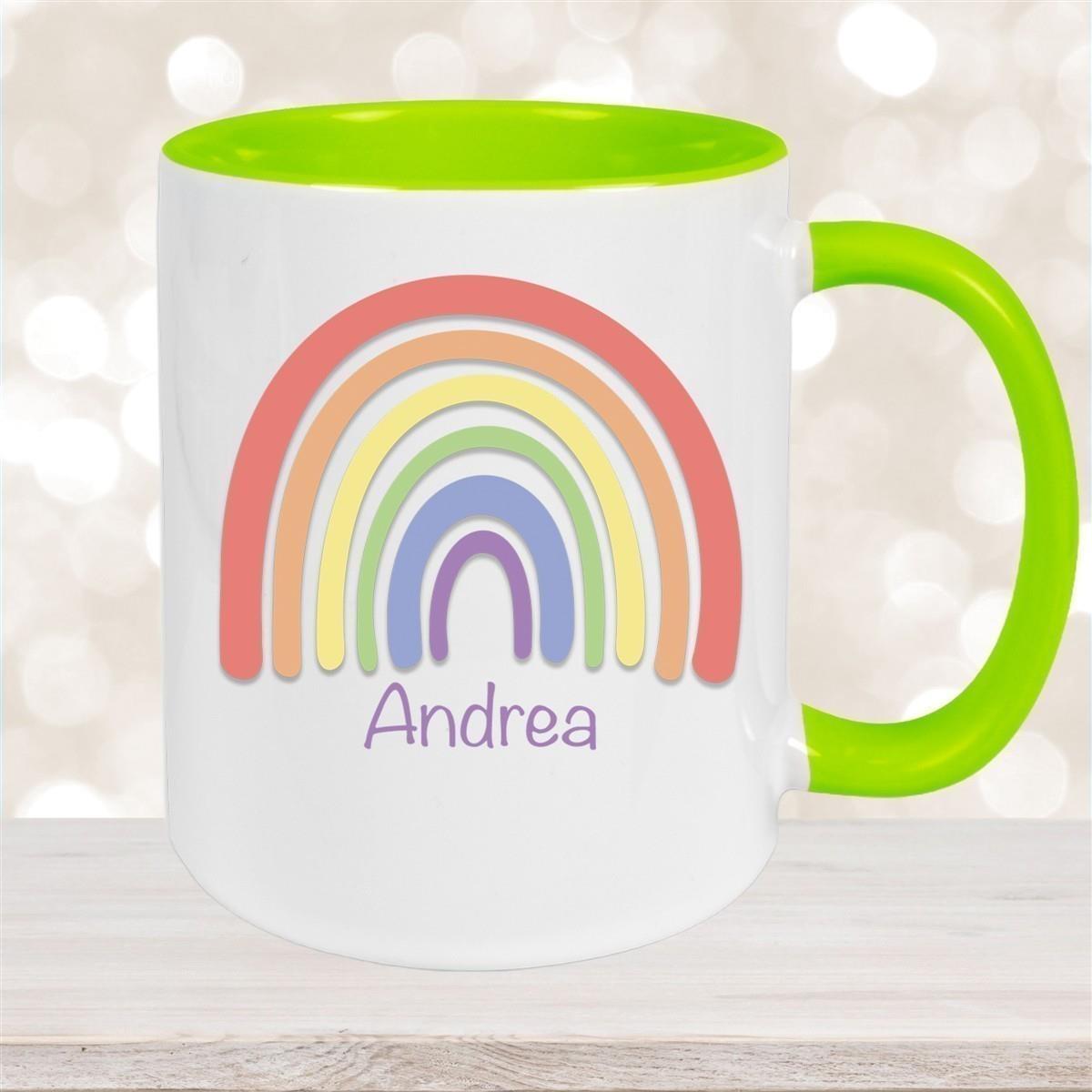 Tasse Wunschname Regenbogen 1 Keramik Kinderbecher versch. Farben