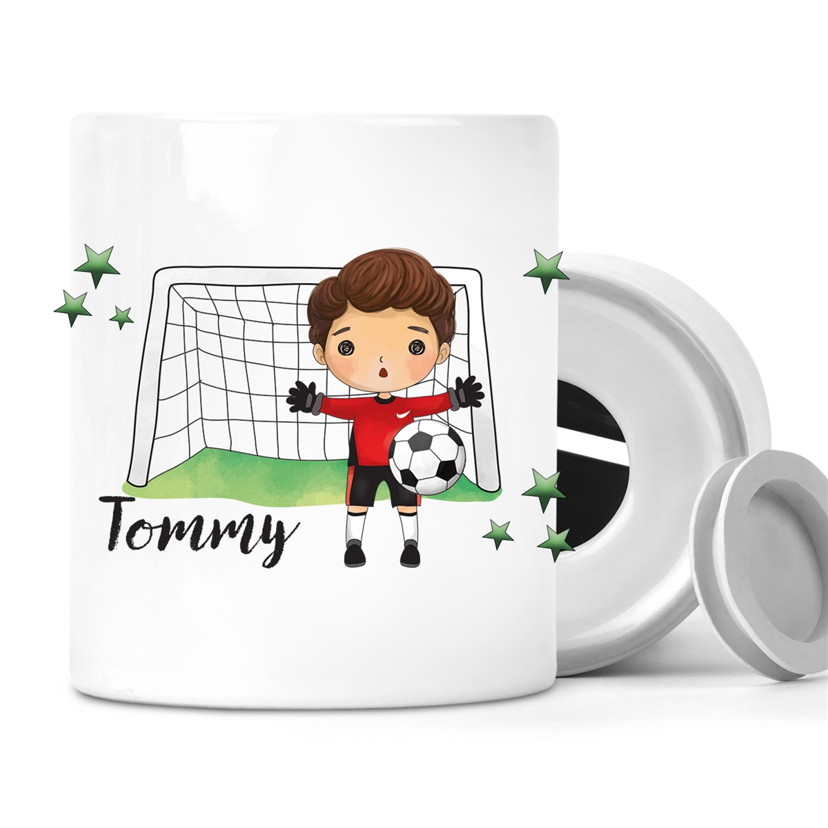 Spardose mit Wunschname Fußball 3 personalisiert