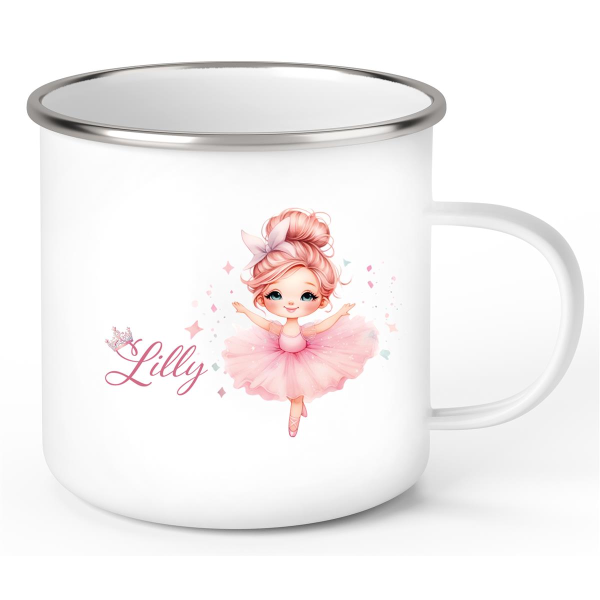 Tasse Ballerina 1 Wunschname Emaille Kinderbecher personalisiert