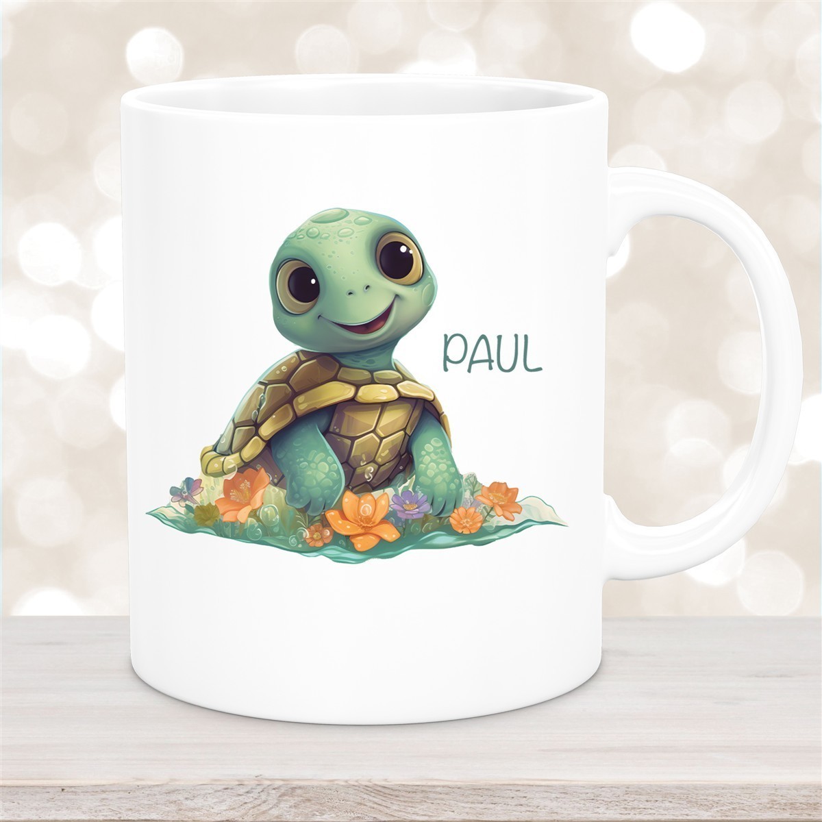 Tasse Wunschname Schildkröte #1 Keramik Kinderbecher personalisiert versch. Farben