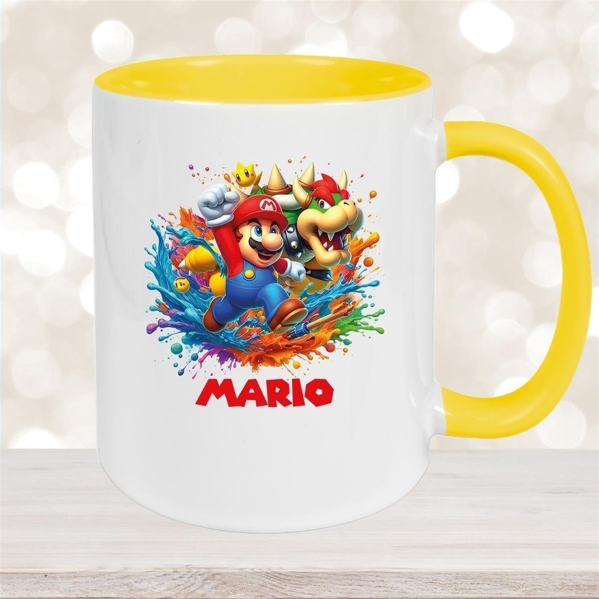 Tasse Wunschname Super-Mario 5 Keramik Kinderbecher personalisiert versch. Farben