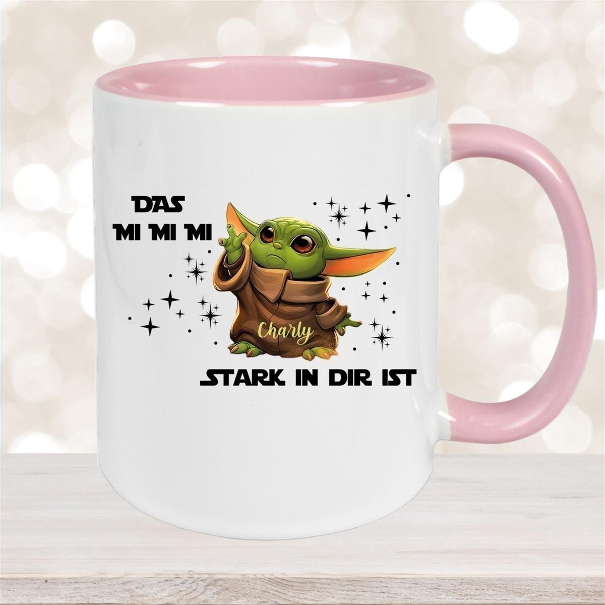 Tasse Wunschname Baby-Yoda 1 Keramik Kinderbecher personalisiert versch. Farben