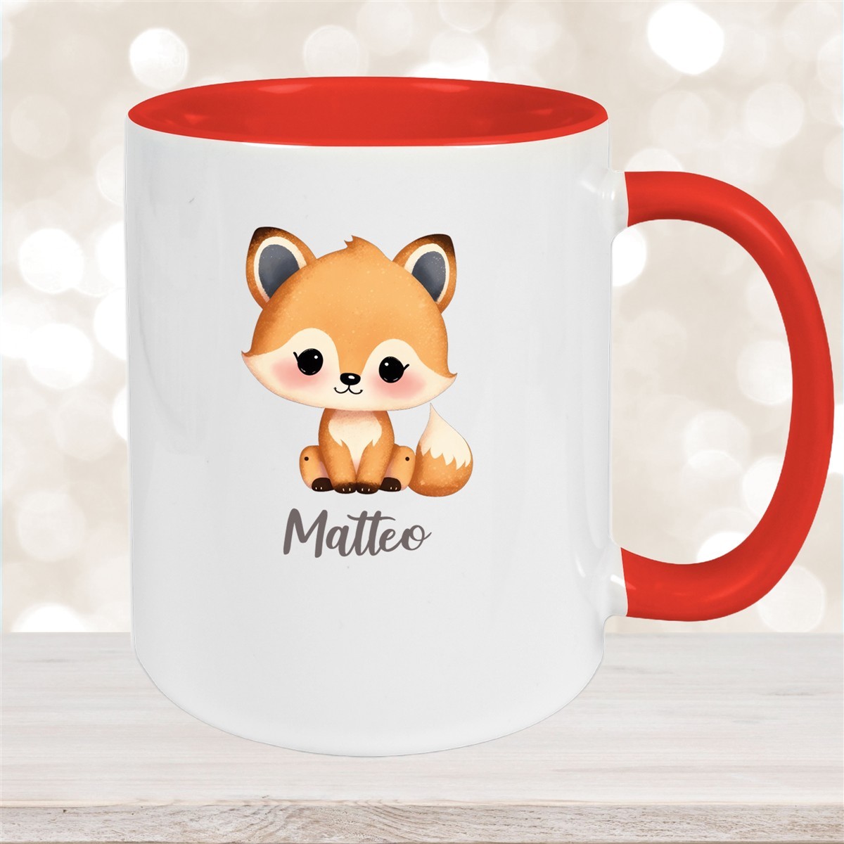 Tasse Wunschname Fuchs #1 Keramik Kinderbecher Rot