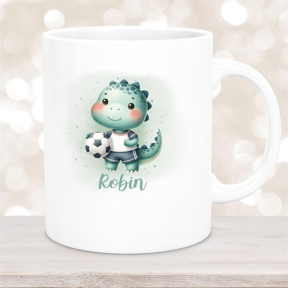 Tasse Wunschname Fußball 15 Personalisiert Keramik Kinderbecher versch. Farben