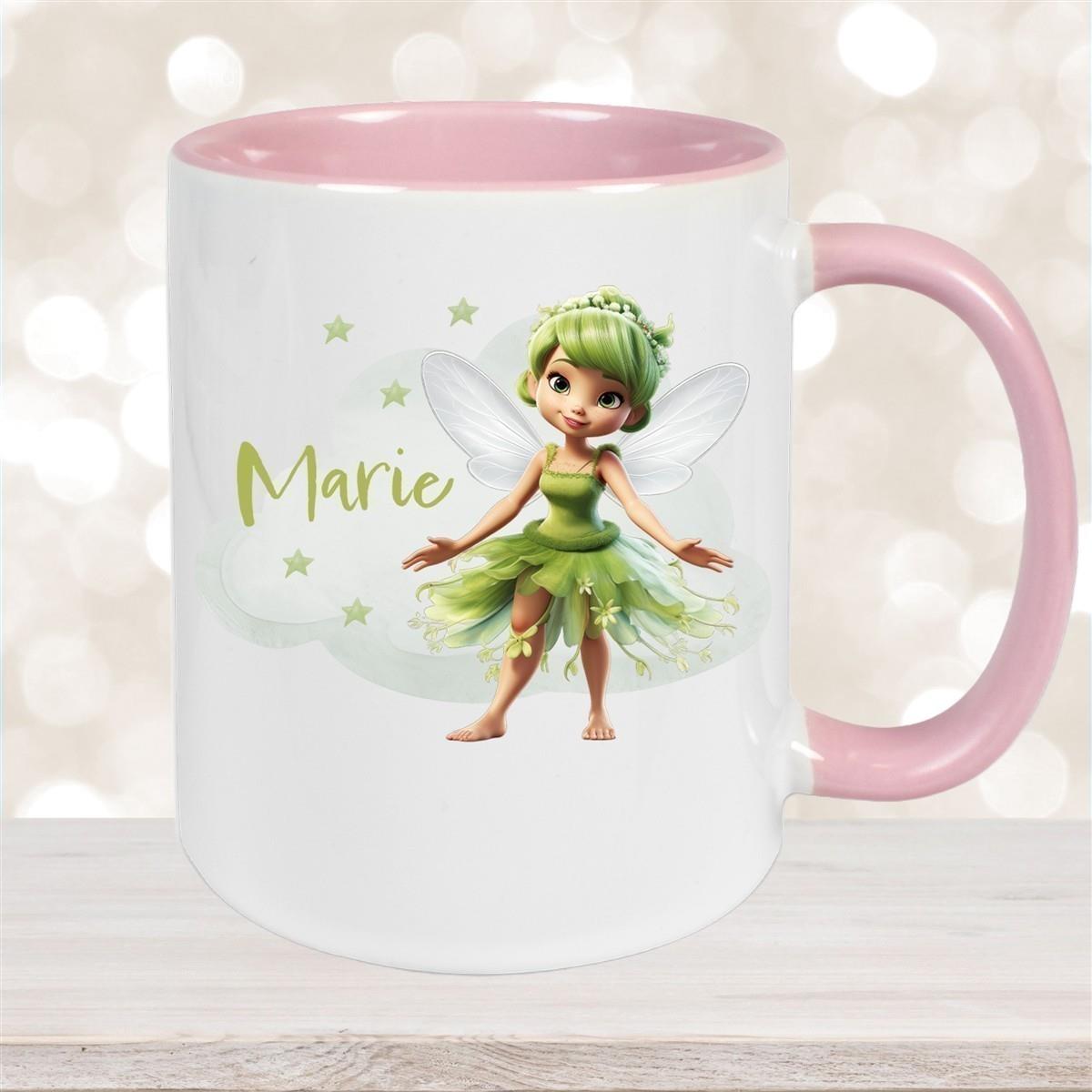 Tasse Fee 3 Wunschname Keramik Kinderbecher personalisiert versch. Farben