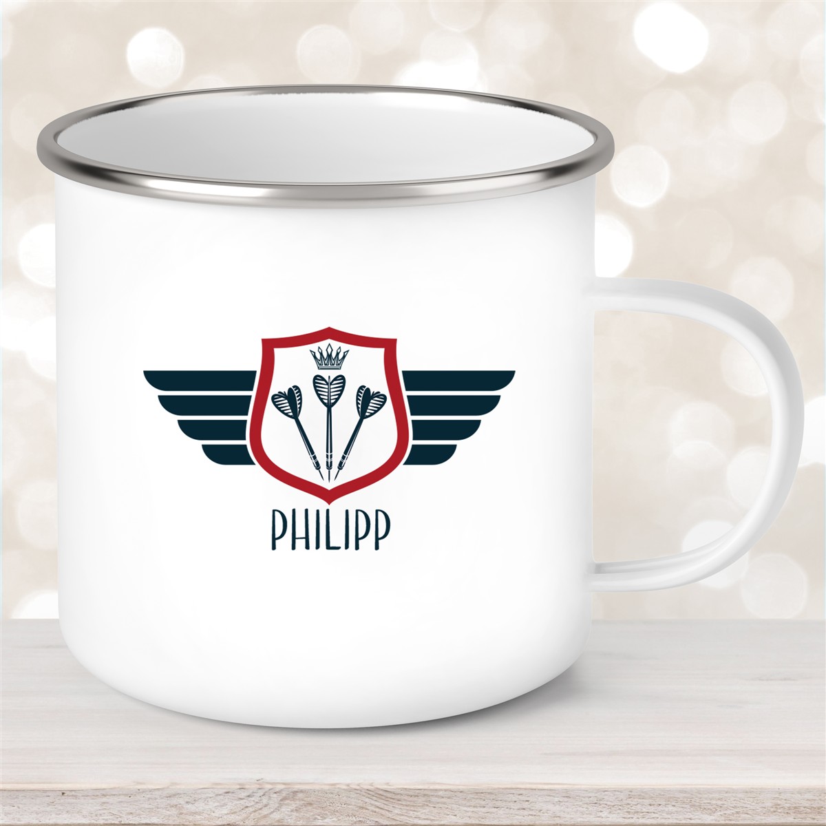 Tasse Dart #2 Wunschname Emaille Kinderbecher personalisiert Tasse Dart #2 Wunschname Emaille Kinderbecher personalisiert